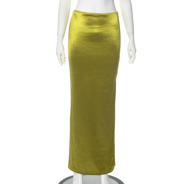 Elegant Satin Silk Skirt – High-Waisted Maxi Slip with Side Slit - Image 5